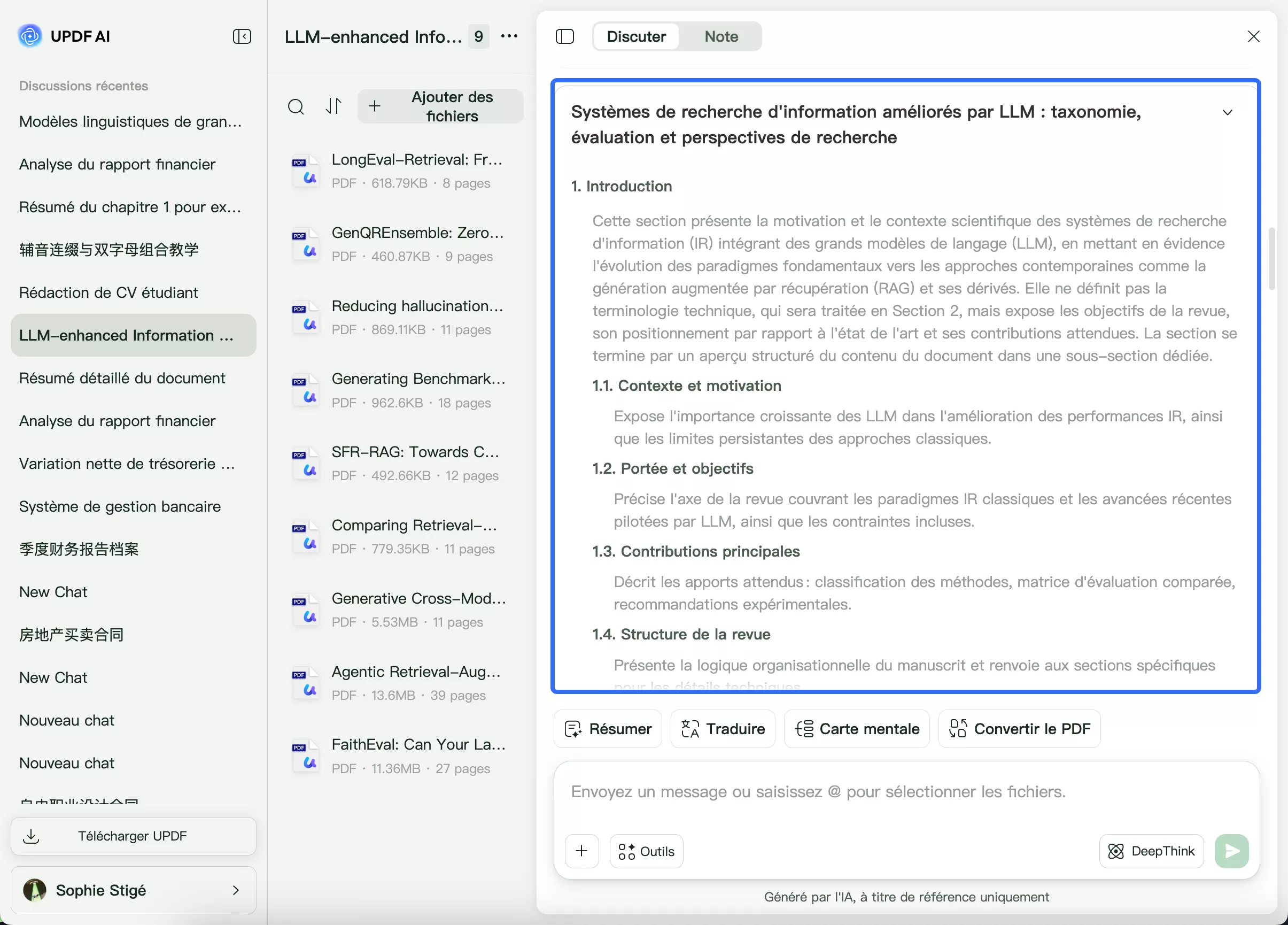 Structure de la génération d'une revue de littérature