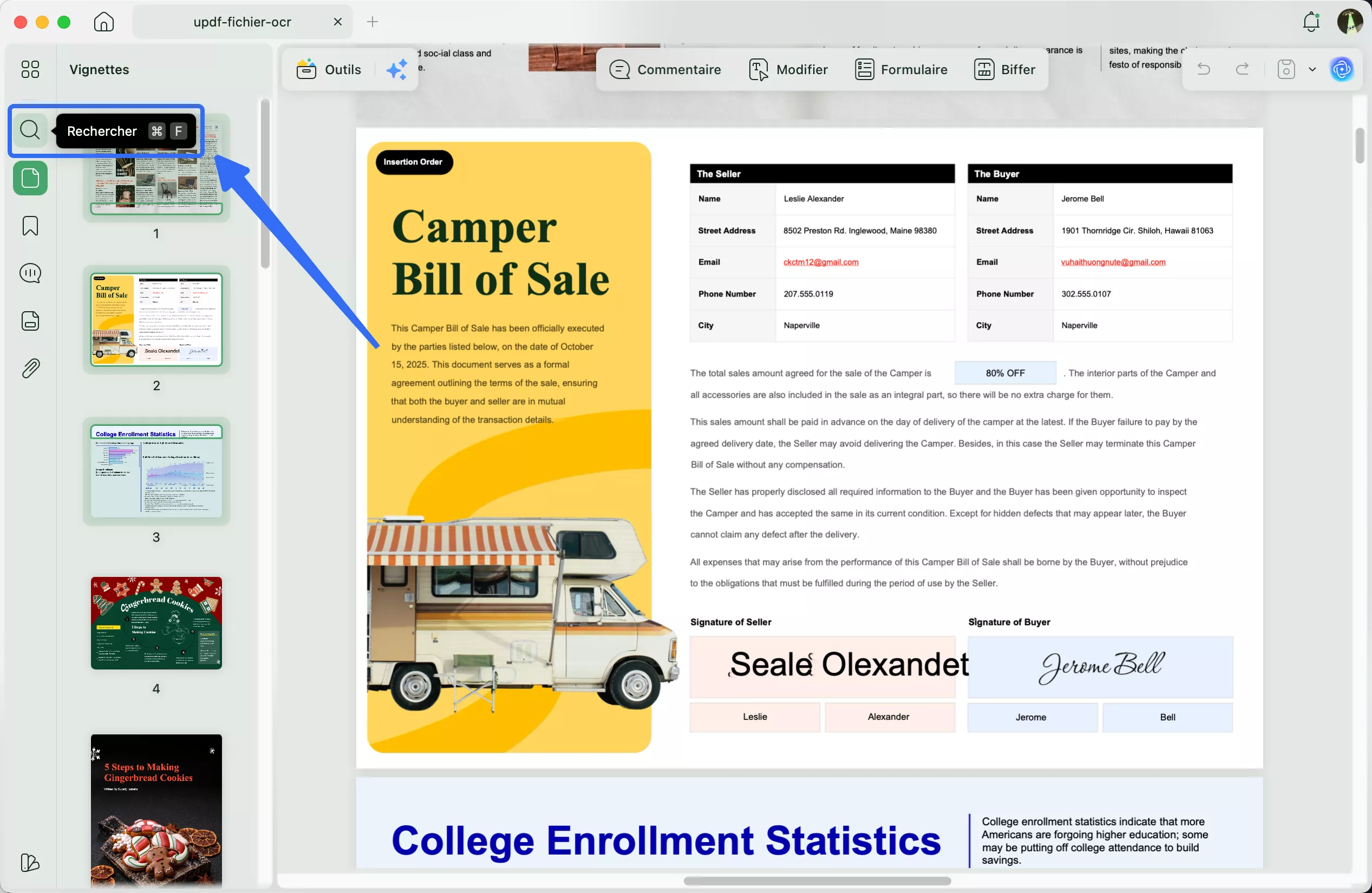 cliquez sur l'outil de recherche