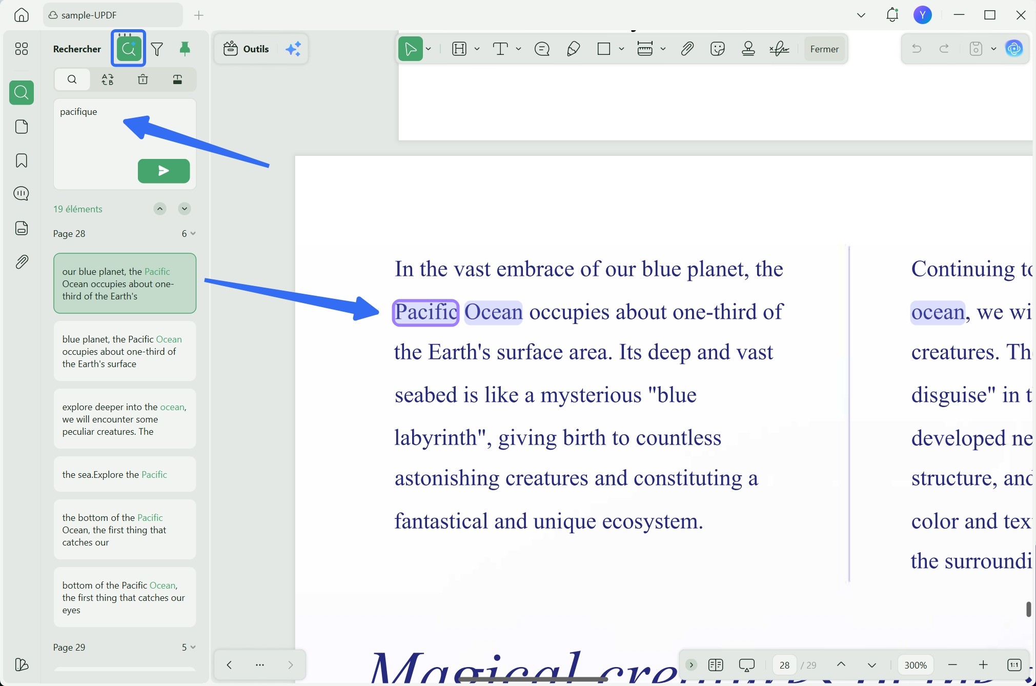 recherche sémantique IA UPDF pour trouver ce que vous voulez dire