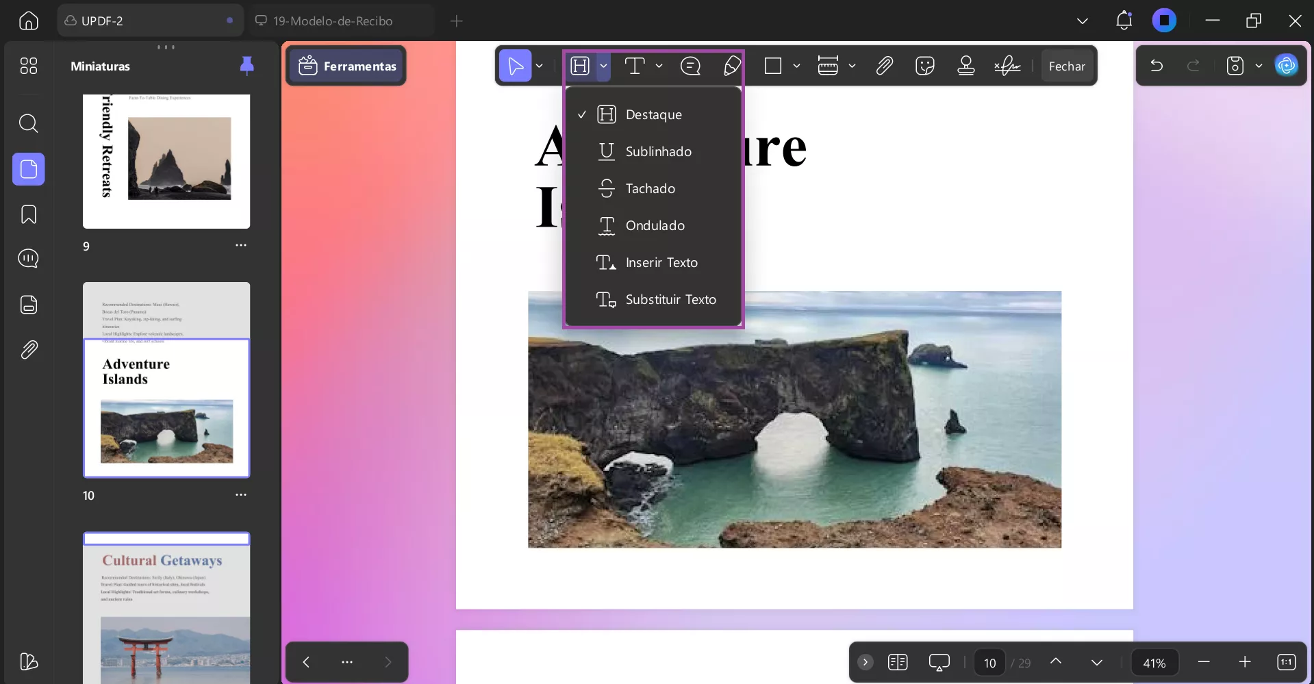 Recurso de anotação no UPDF