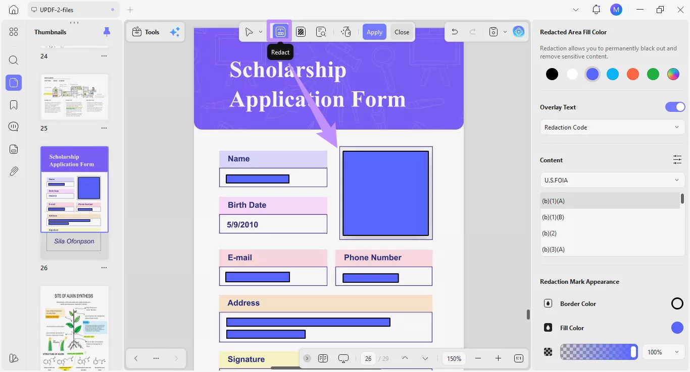 redact text and images