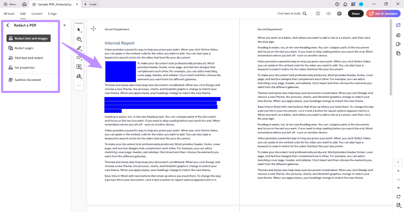 adobe acrobat redaction tool