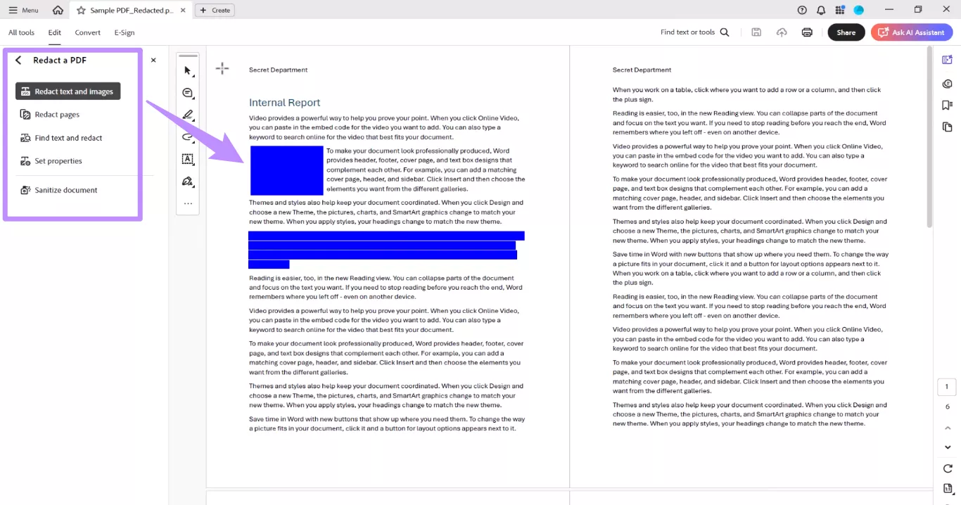 adobe acrobat redaction tool