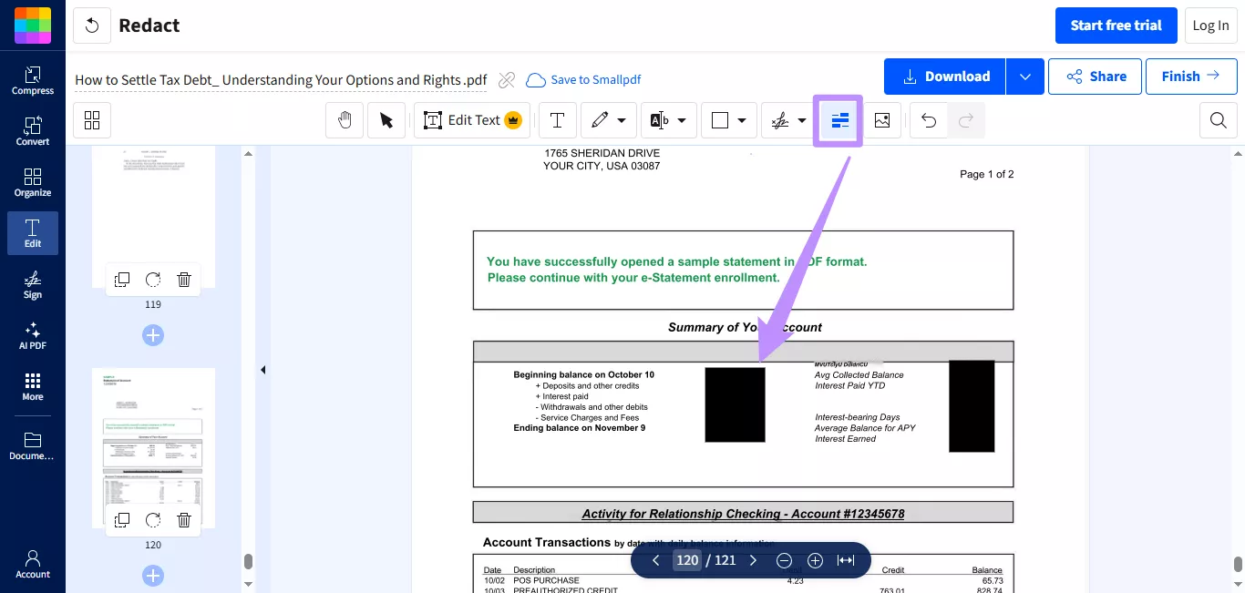  smallpdf redaction tool