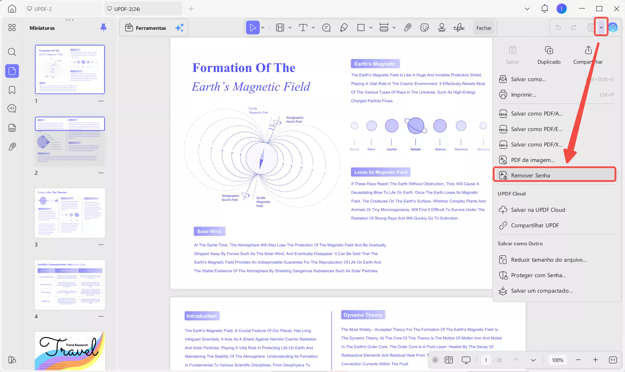 Selecione a opção 'Remover Senha' no UPDF