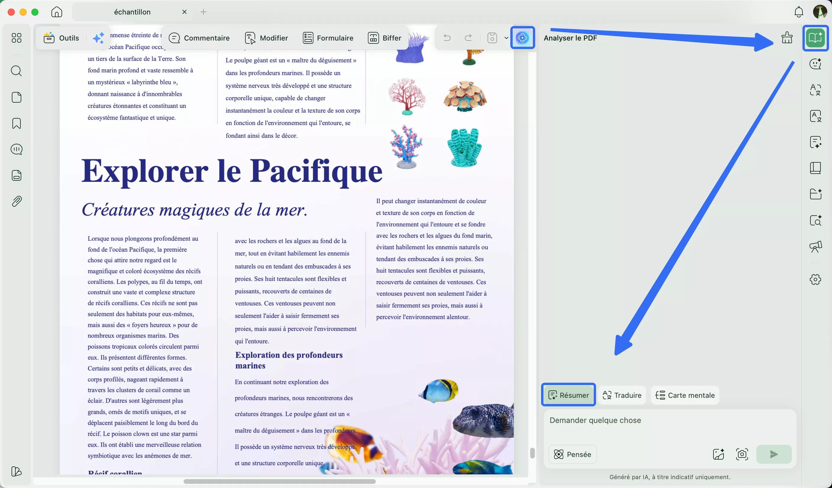créer un résumé avec l'IA UPDF