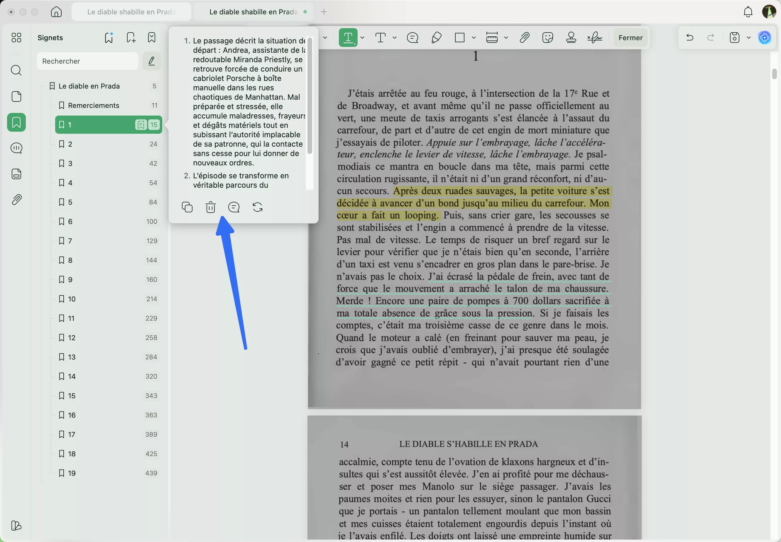 Remplacer les signets dans UPDF