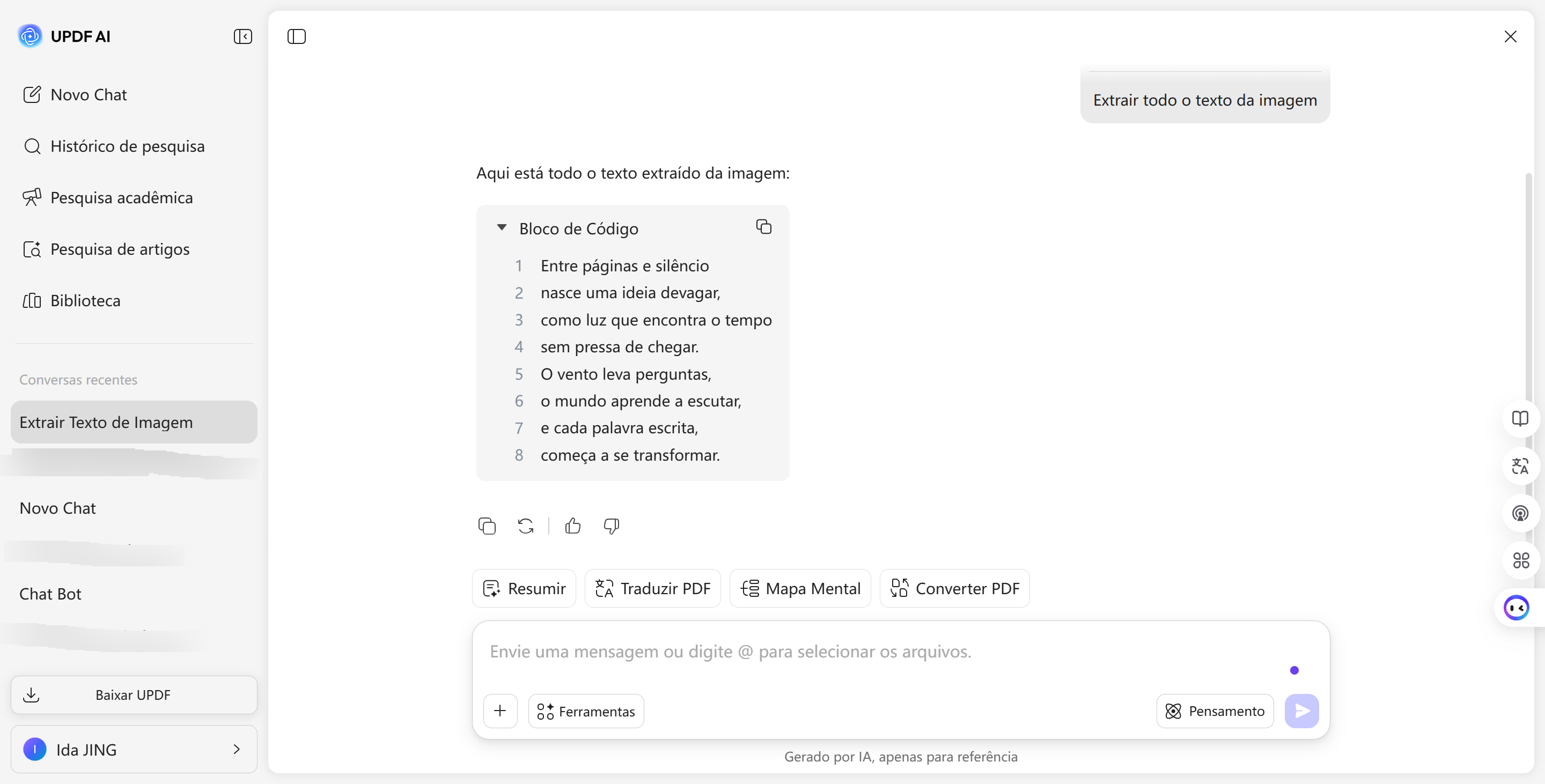 Extrair texto manuscrito da imagem