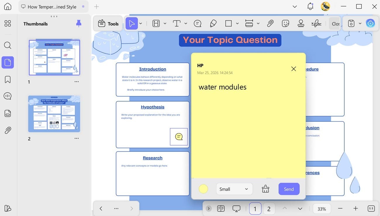 add notes in research poster