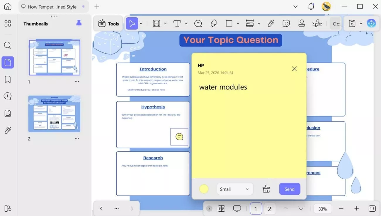 add notes in research poster