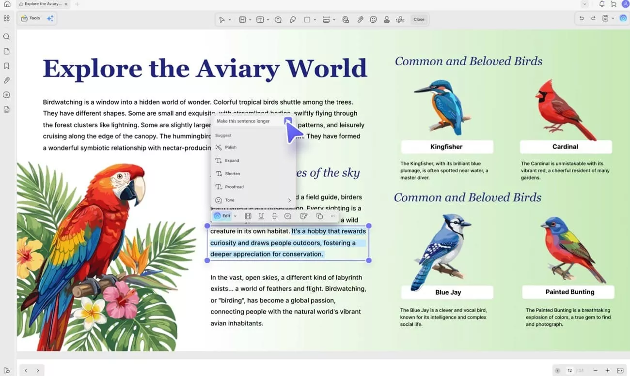 use ai eidt tool updf