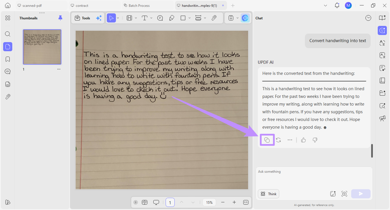  copy extracted text