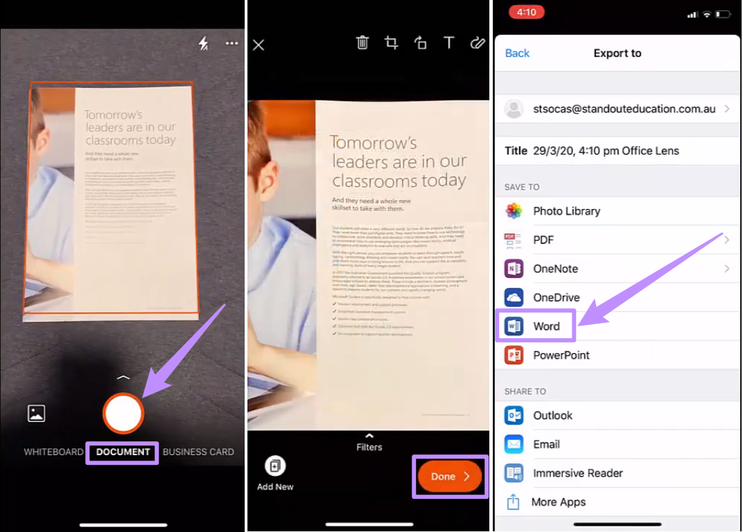  microsoft lens scan text to word