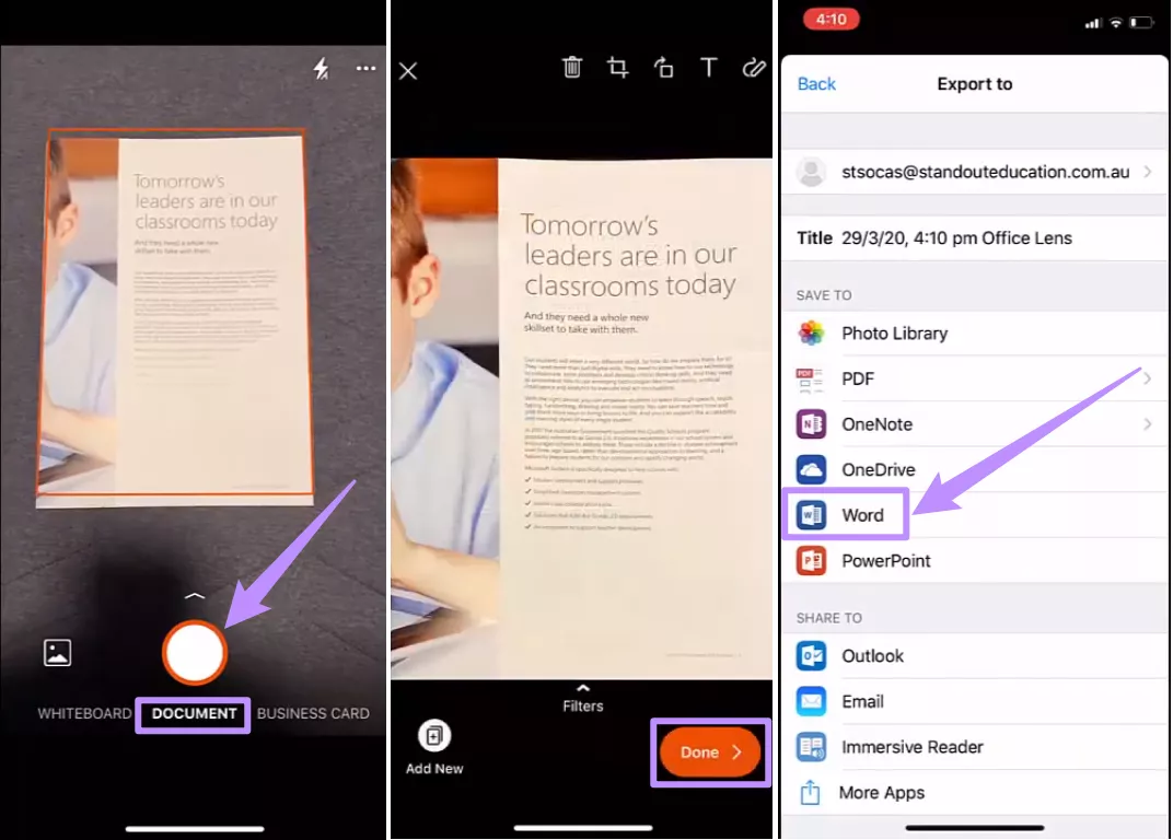  microsoft lens scan text to word