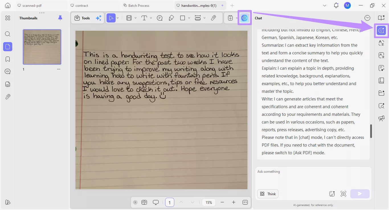 select chat for updf ai