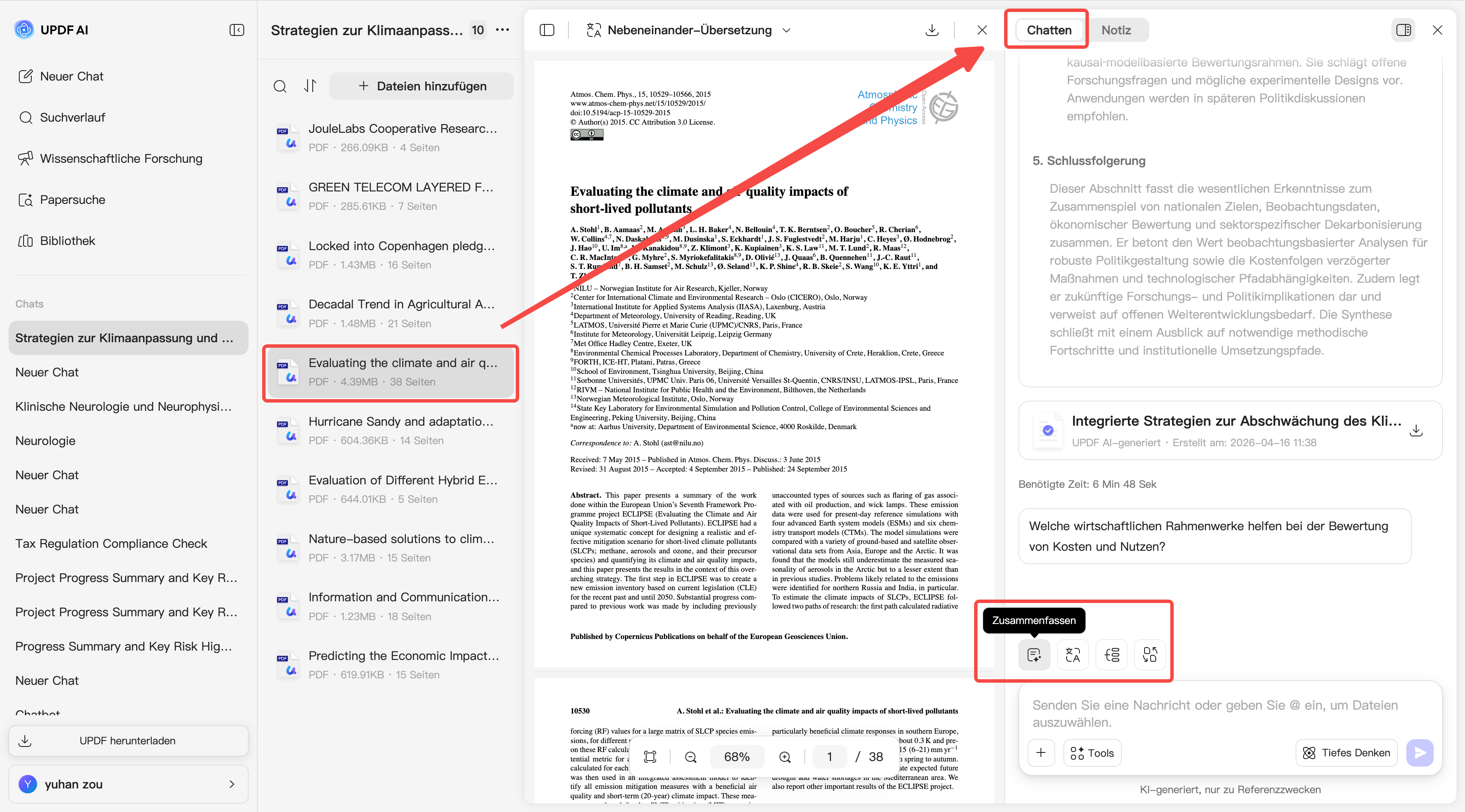 Mit extrahierten Dokumenten interagieren