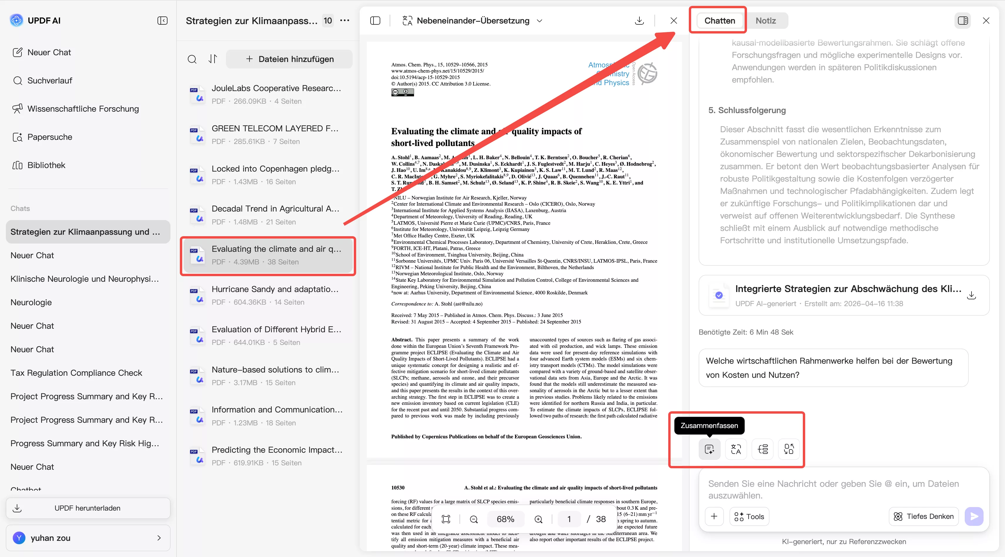Mit extrahierten Dokumenten interagieren