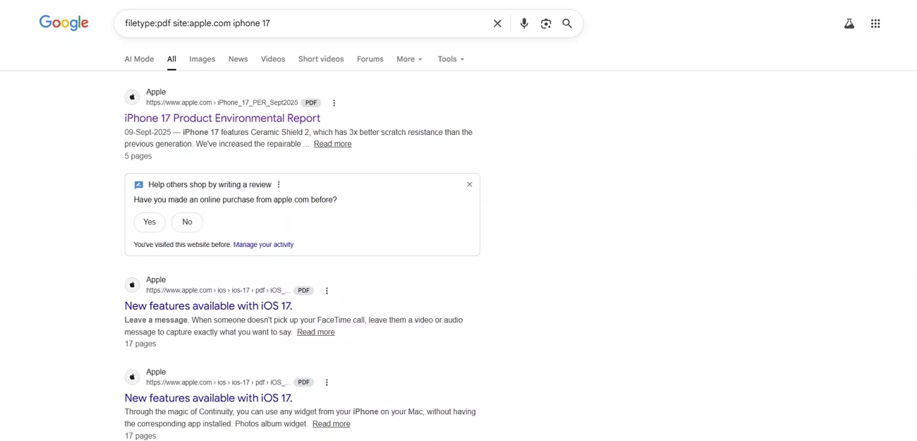 find relevant pdf google search