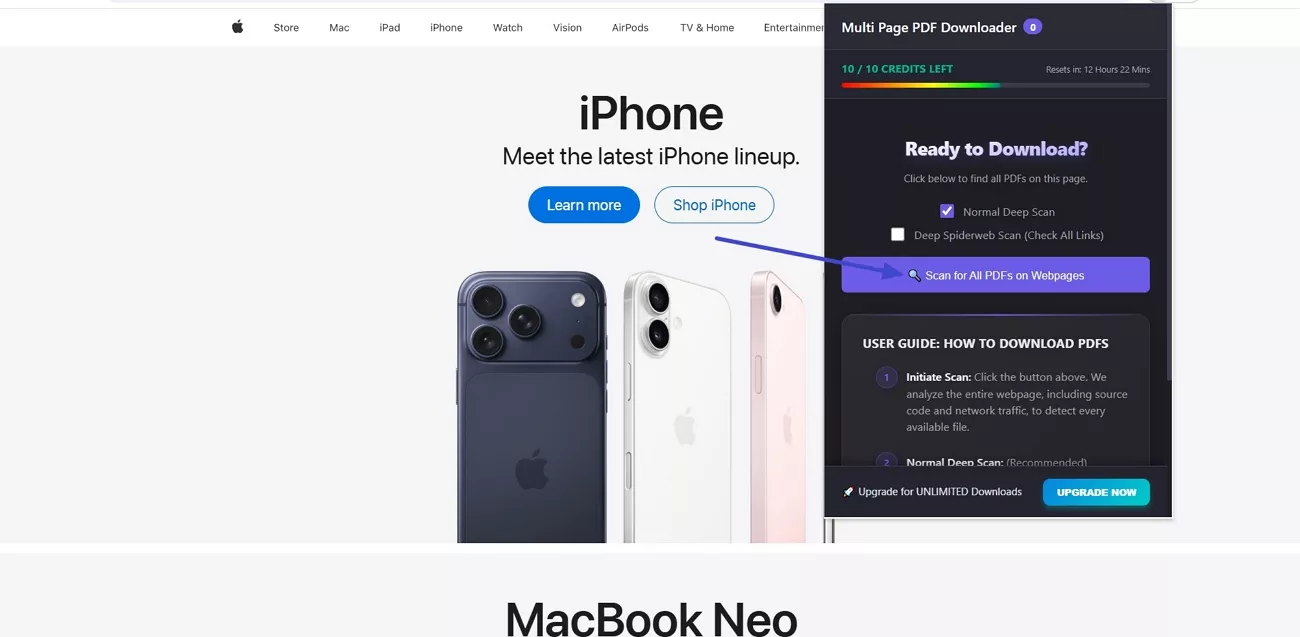 scan main website pdfs