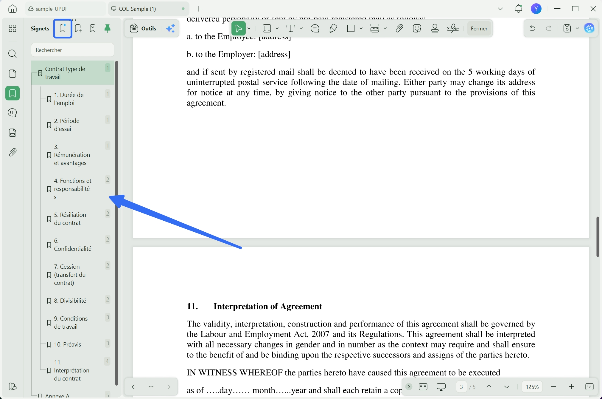génération instantanée de signets avec l’IA UPDF