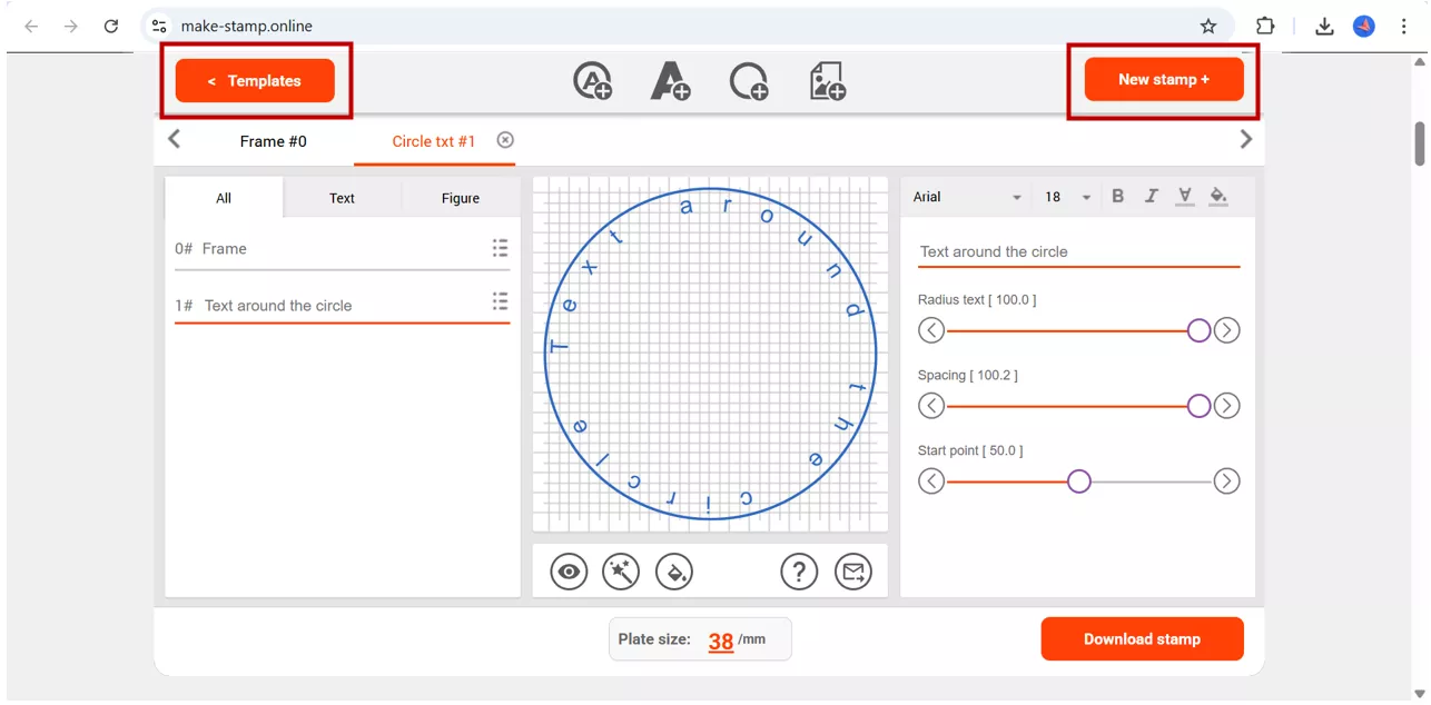 stamp creation in make-stamp.online