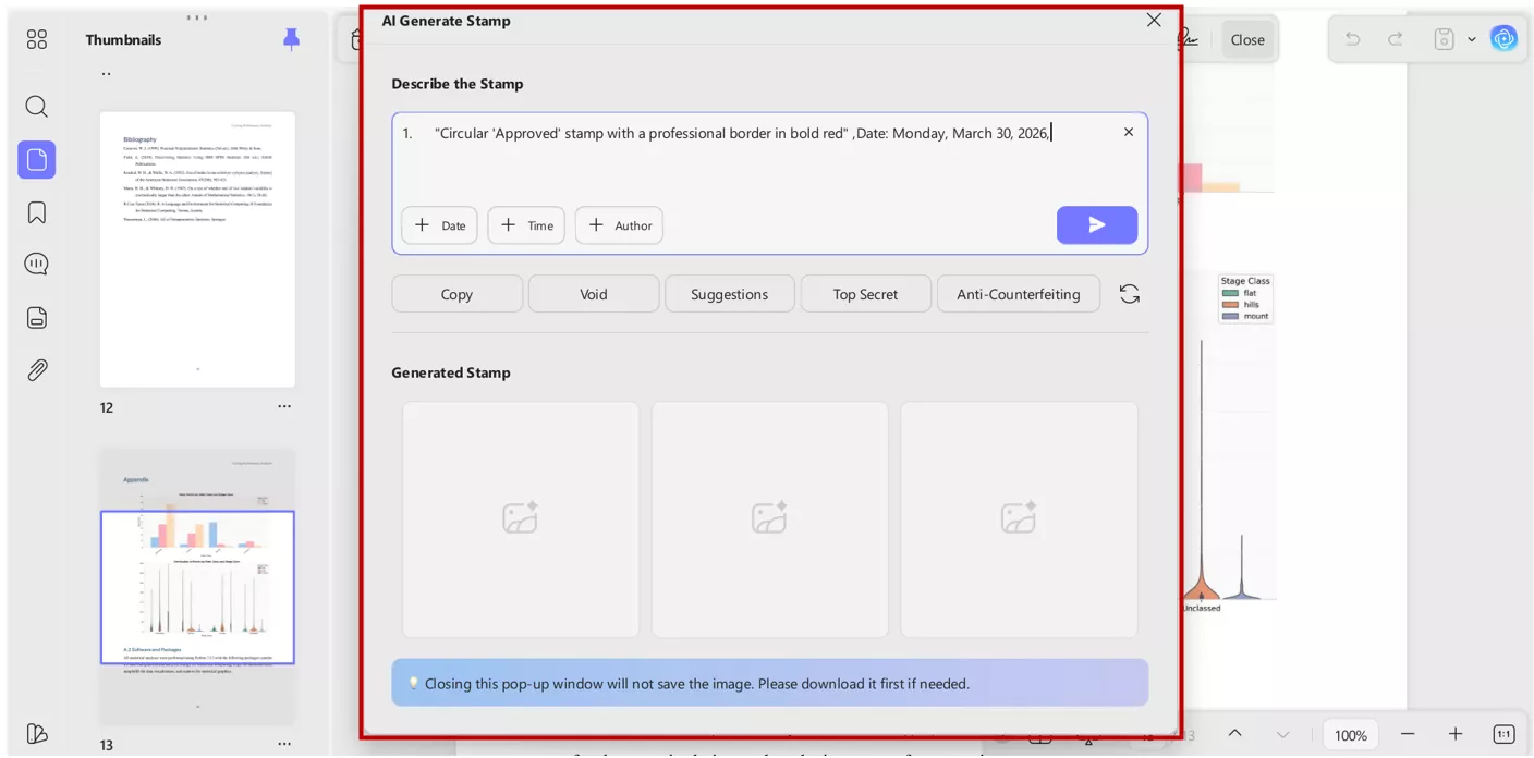 stamp creation using ai in updf