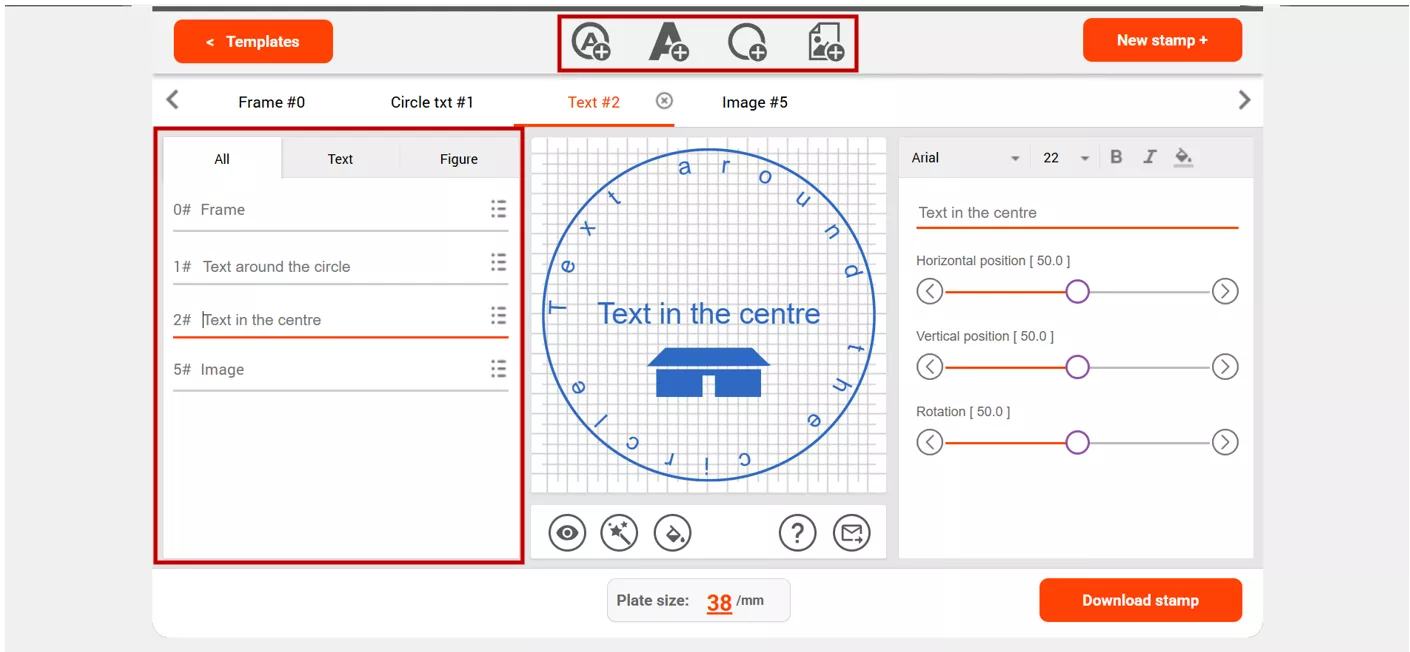 stamp customization in make-stamp.online 