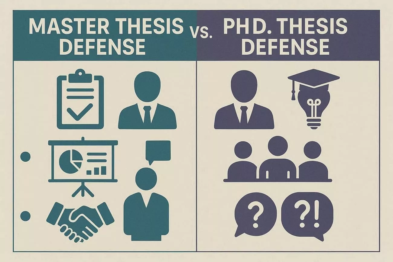comparing master phd thesis defense