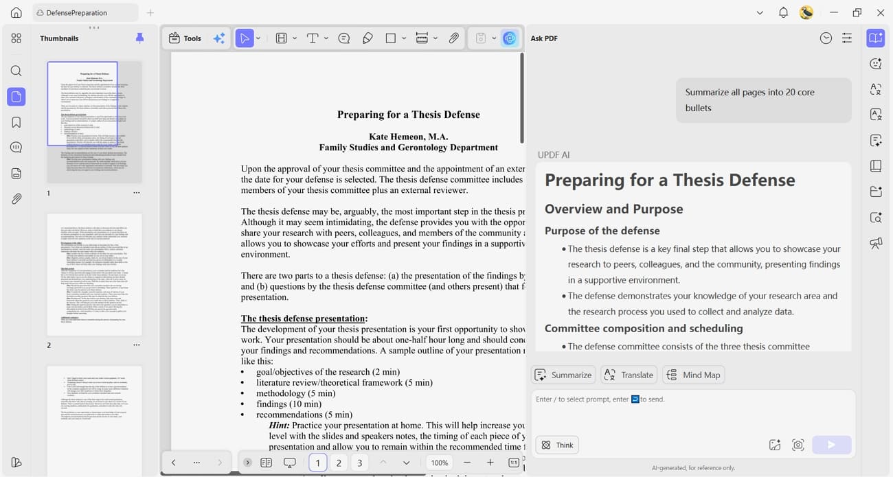 summarize large pdf short bullets ai