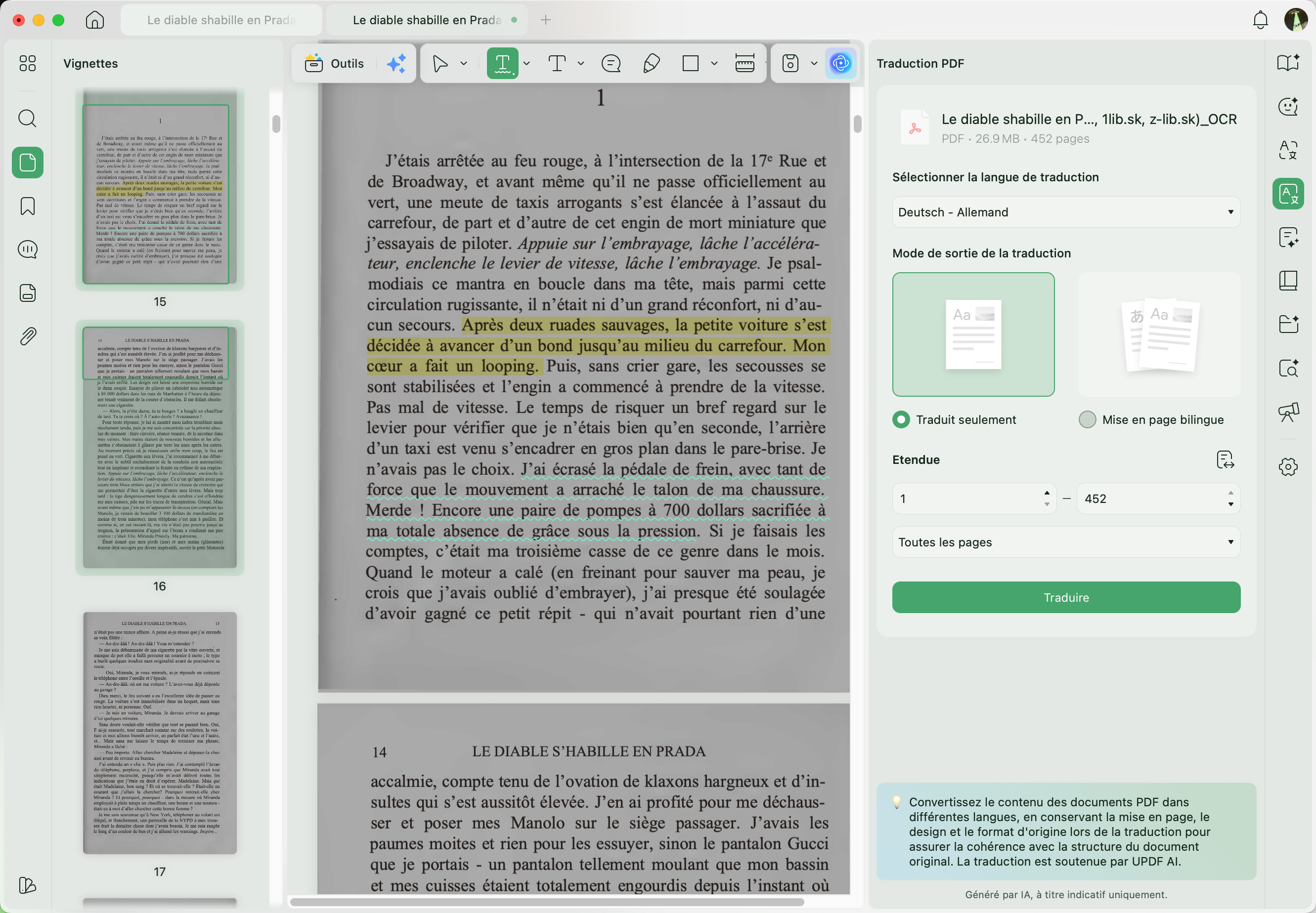 UPDF traduction