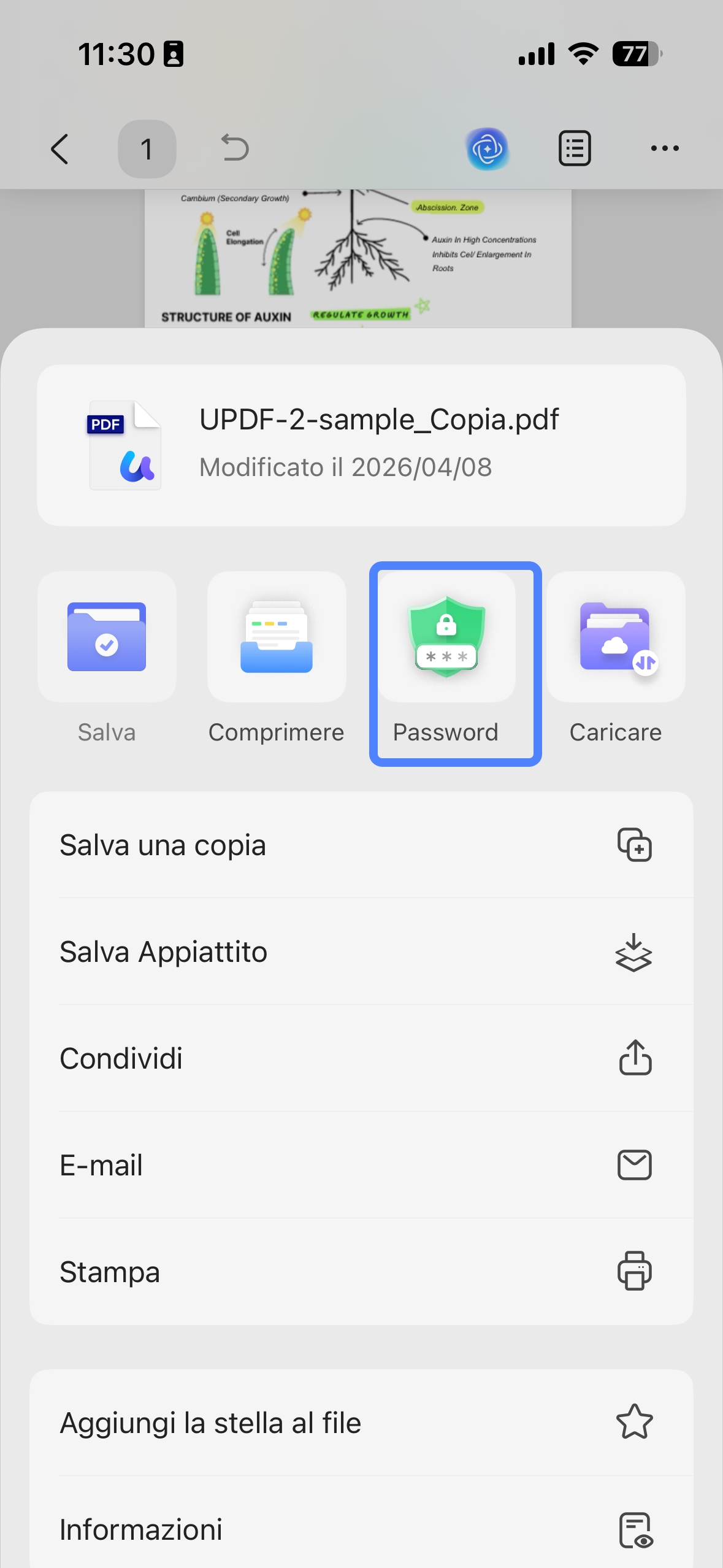 select password from the three dot menu