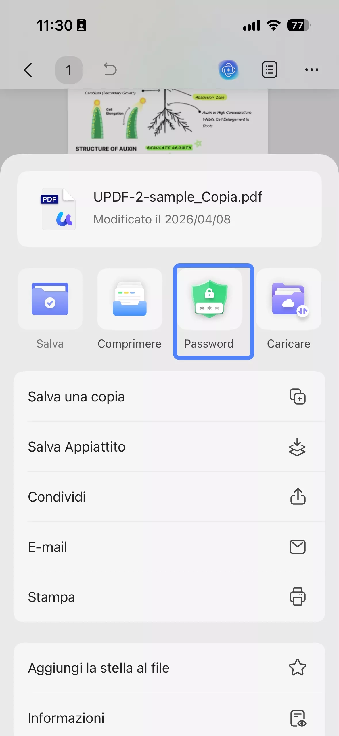 select password from the three dot menu