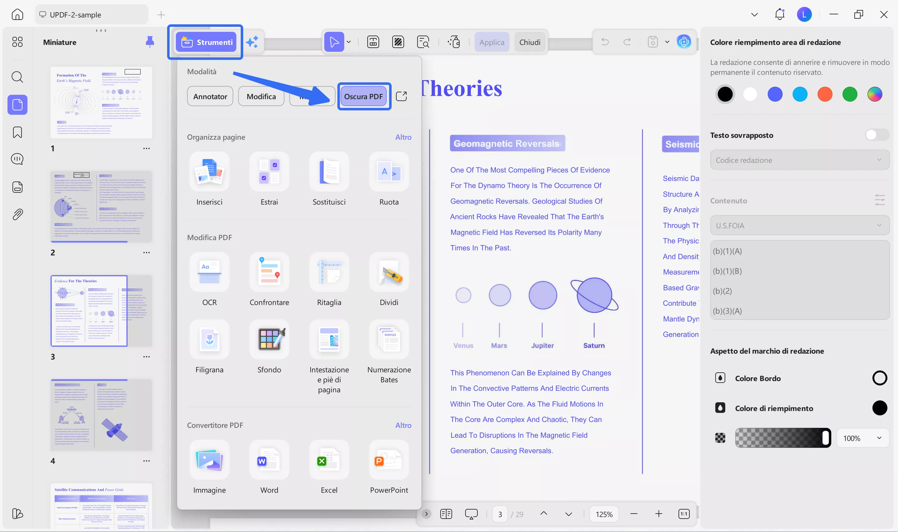 UPDF blacking out tools