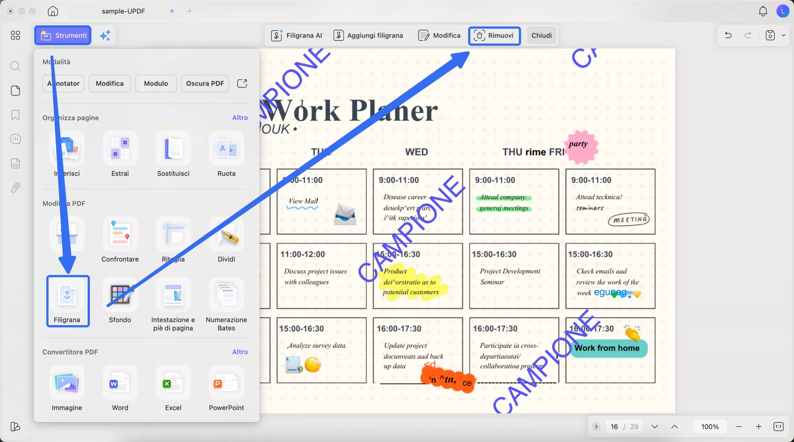 remove watermark from pdf with updf on mac