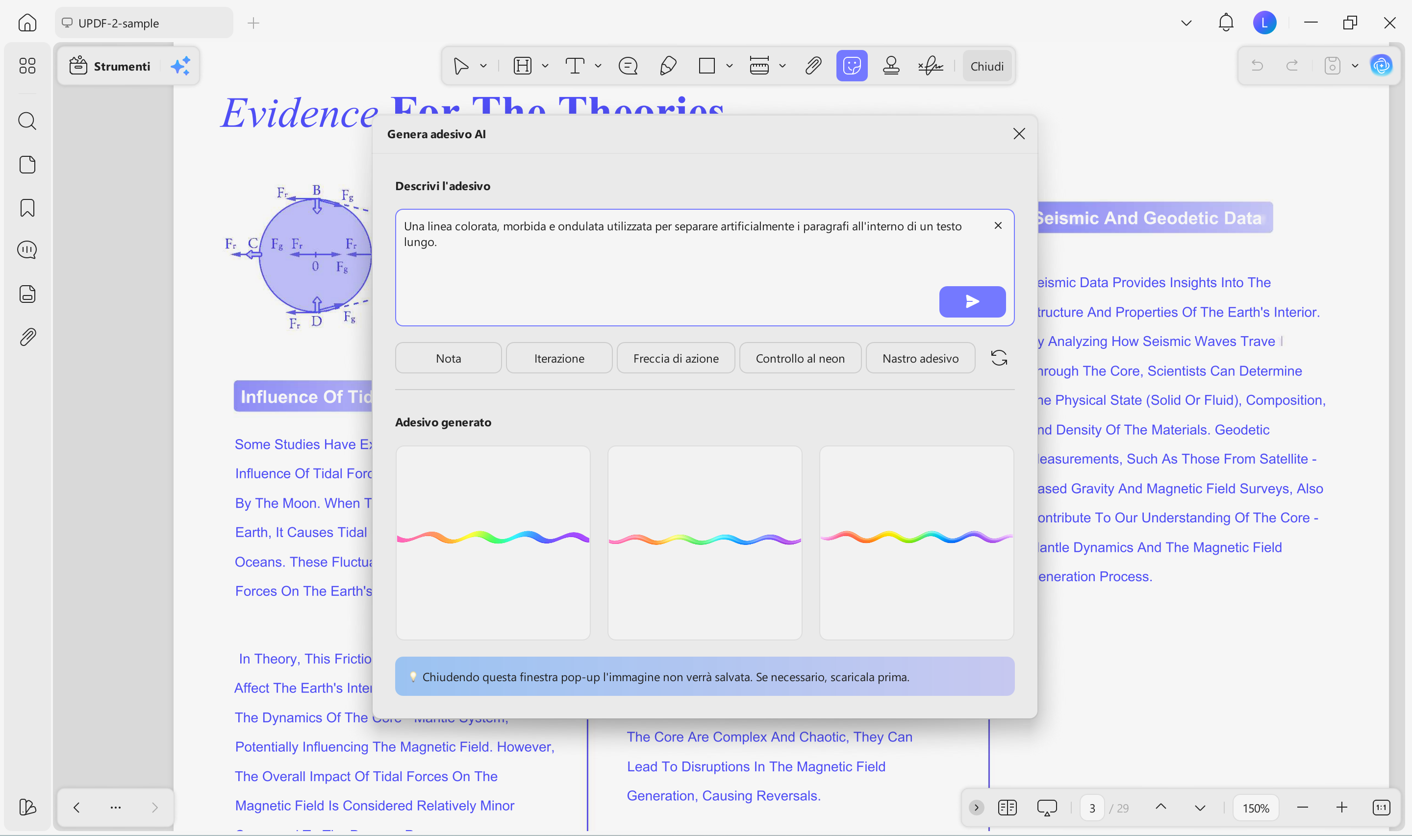 updf ai genera timbro adesivo sfondo o filigrana