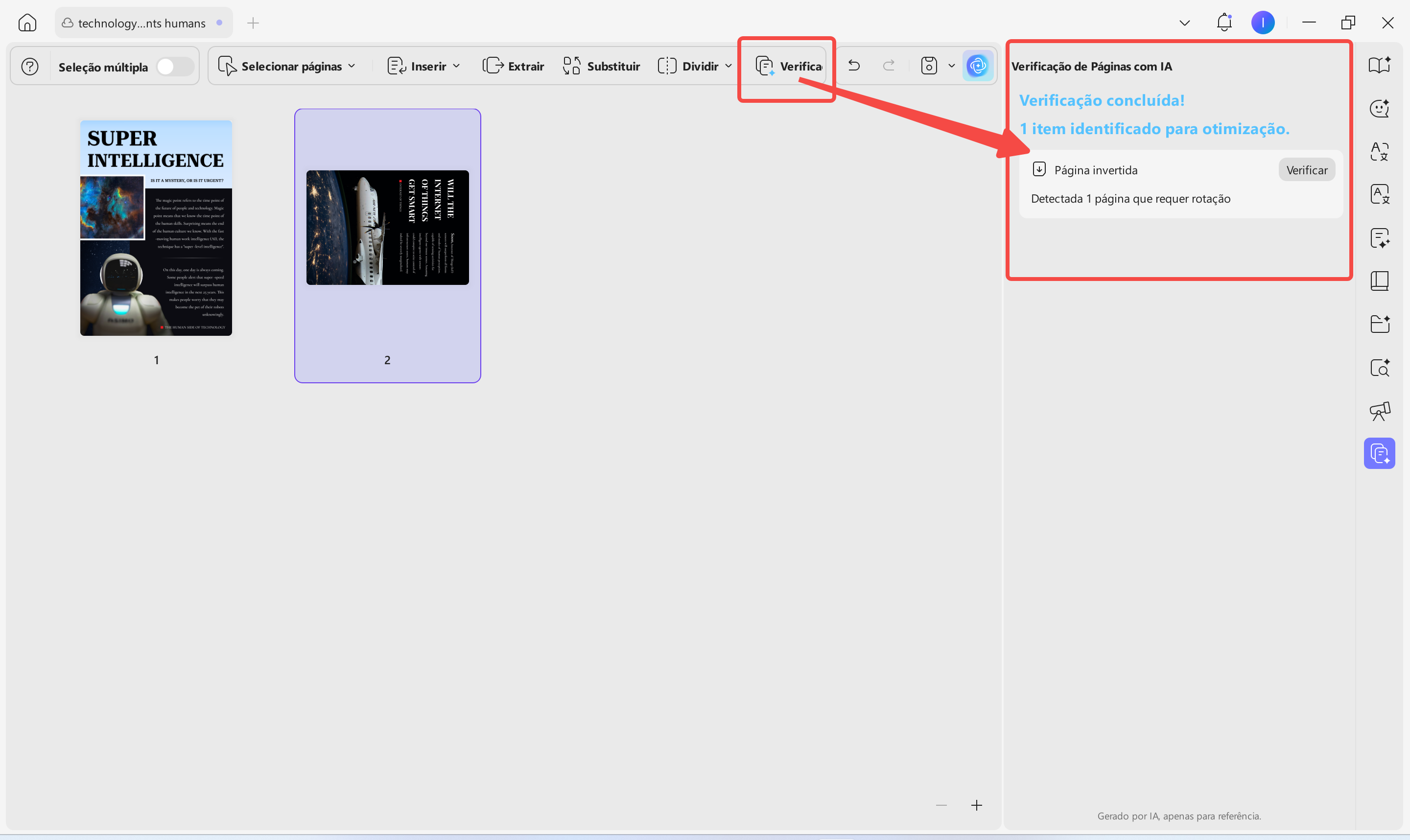 updf ai check and manage pages