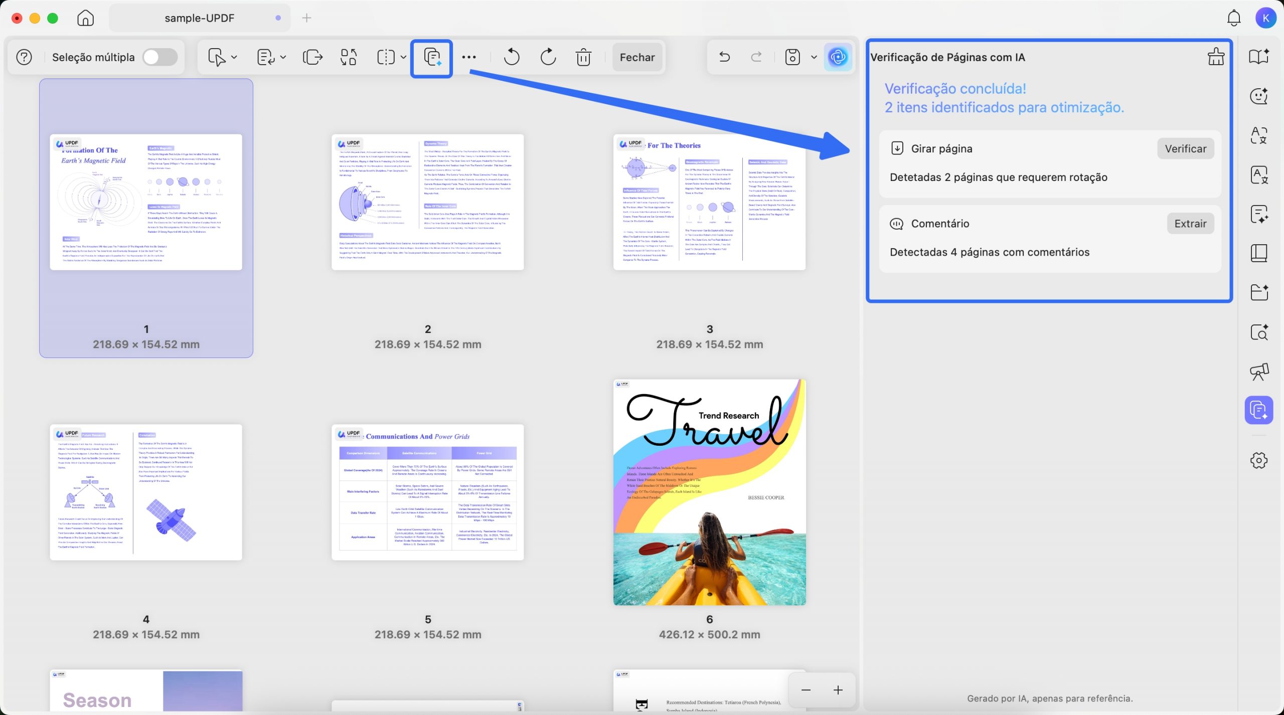 verificar e gerenciar páginas com IA no UPDF