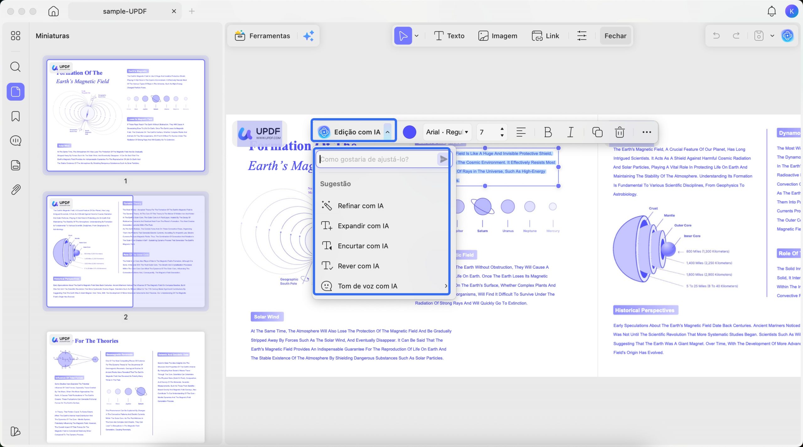 suíte de edição com IA do UPDF para aprimorar textos