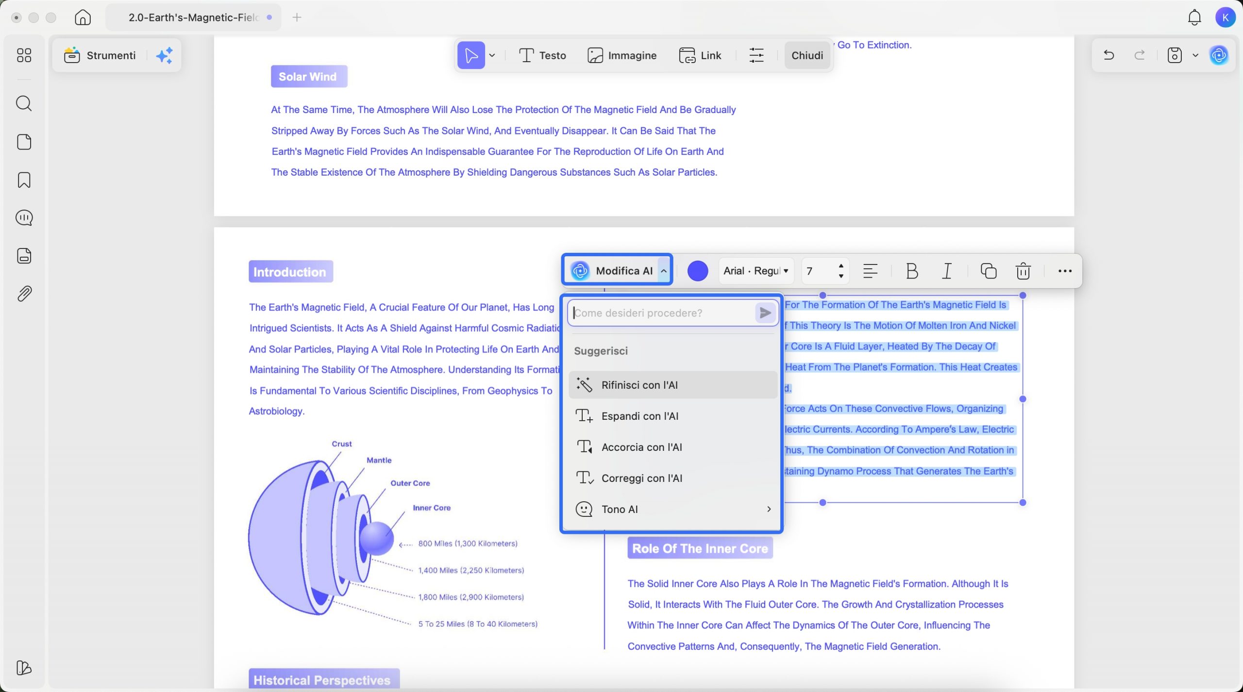 updf ai suite di modifica aiuta a perfezionare il testo