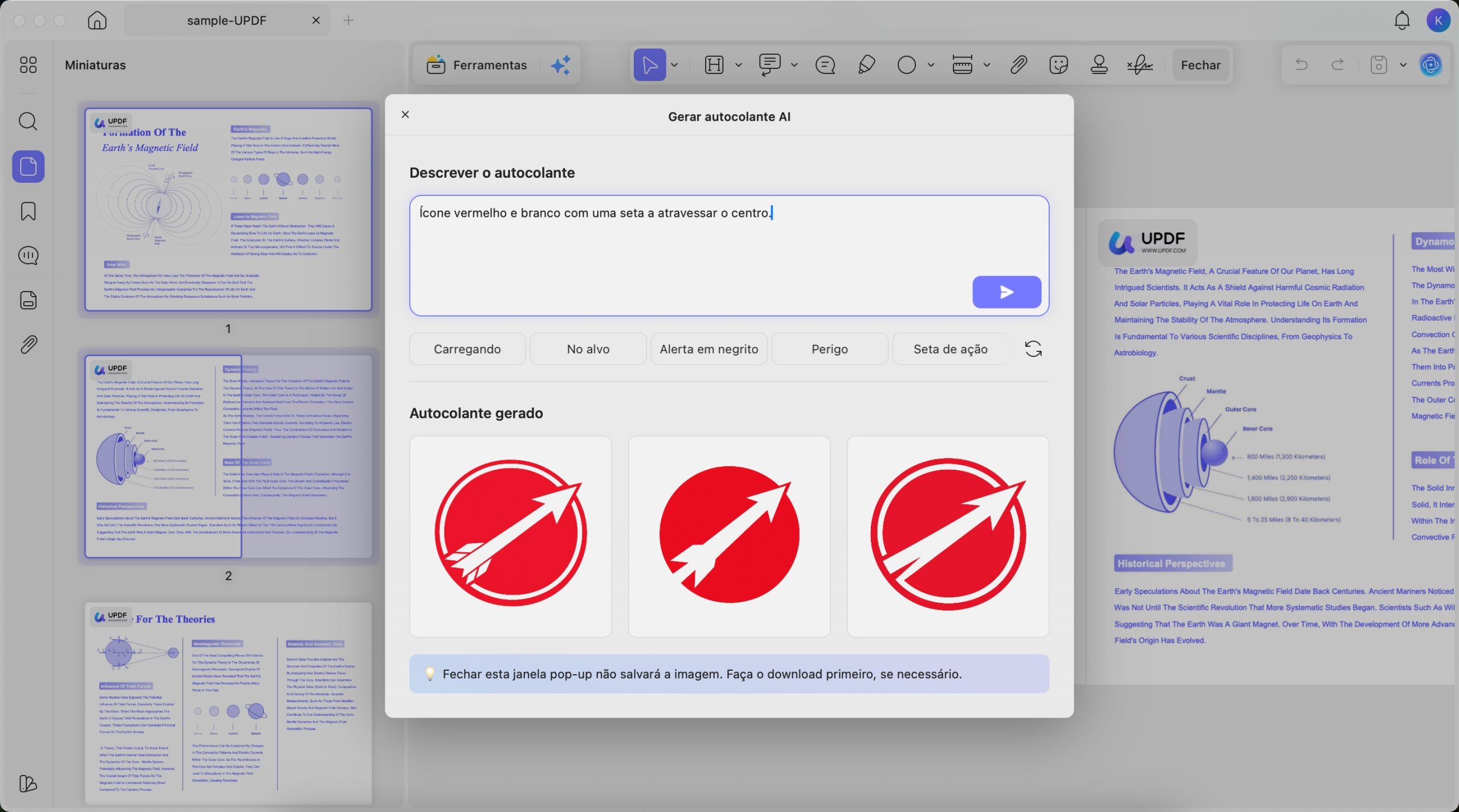 gerar carimbos, adesivos, fundos ou marcas d’água com IA no UPDF