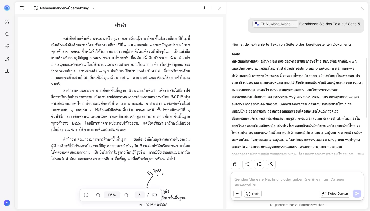 Thai-Text aus PDF-Datei online extrahieren