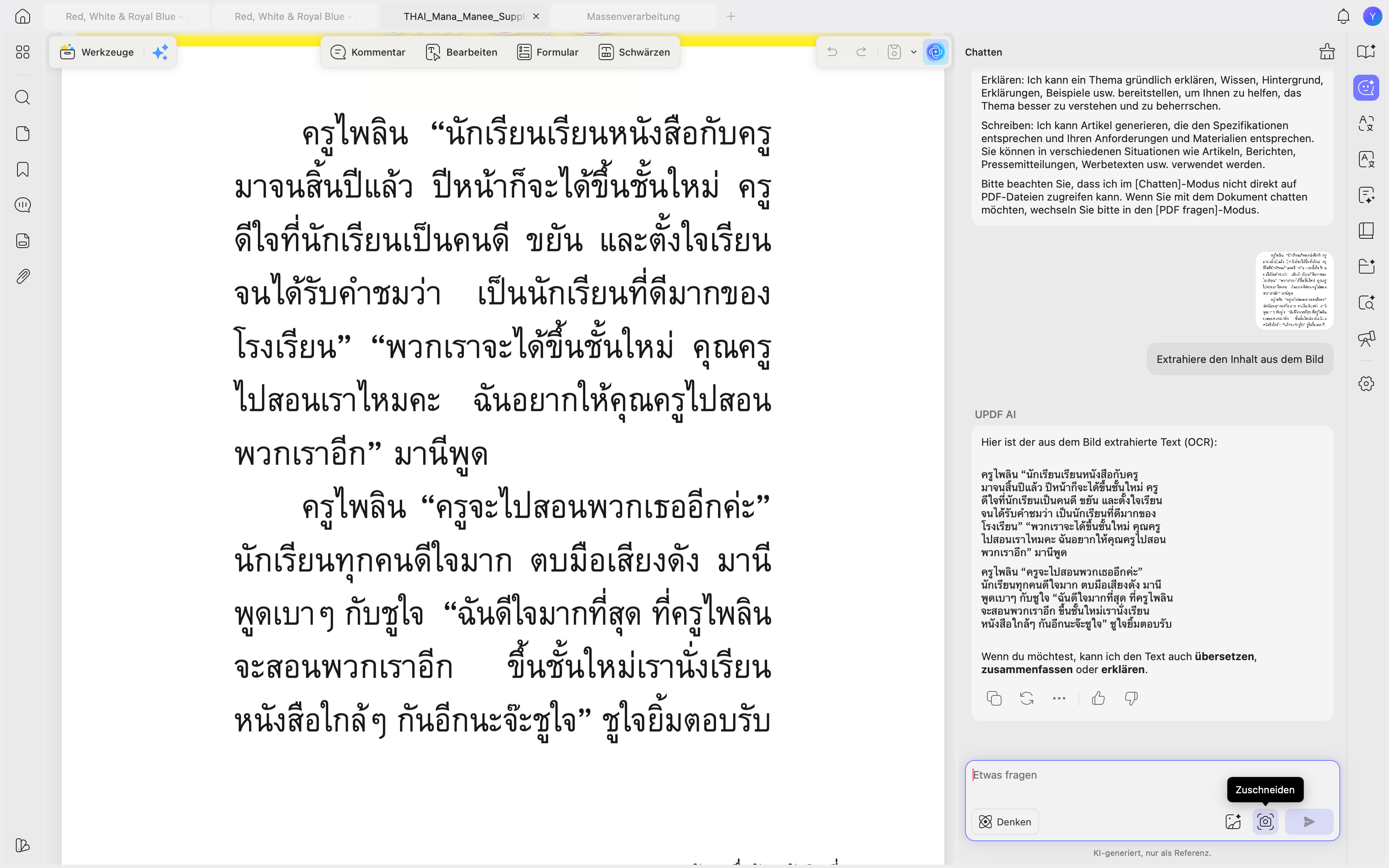 Thai-Text per Screenshot extrahieren
