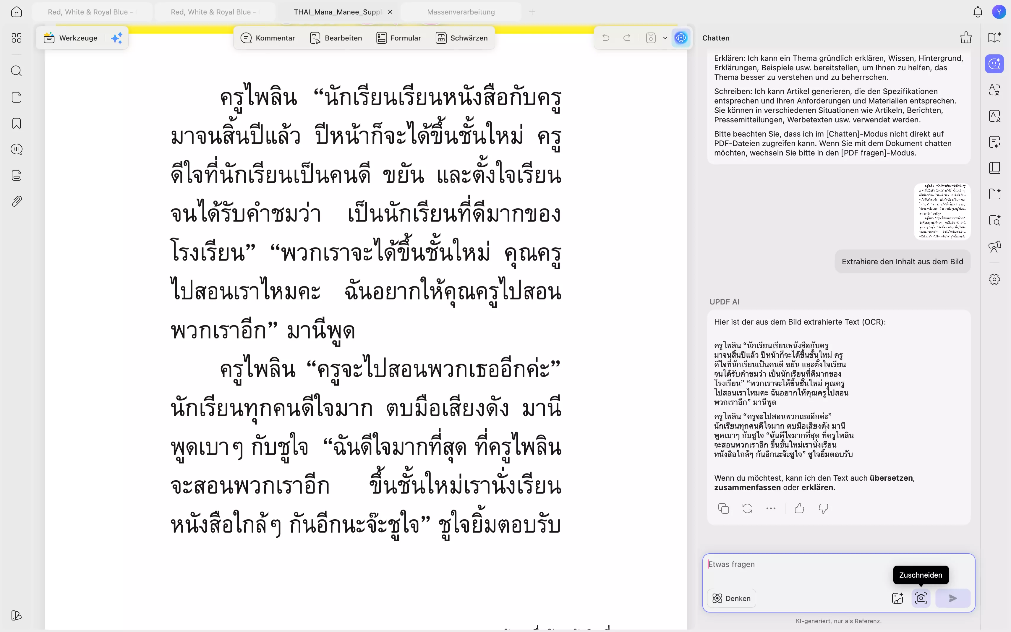 Thai-Text per Screenshot extrahieren
