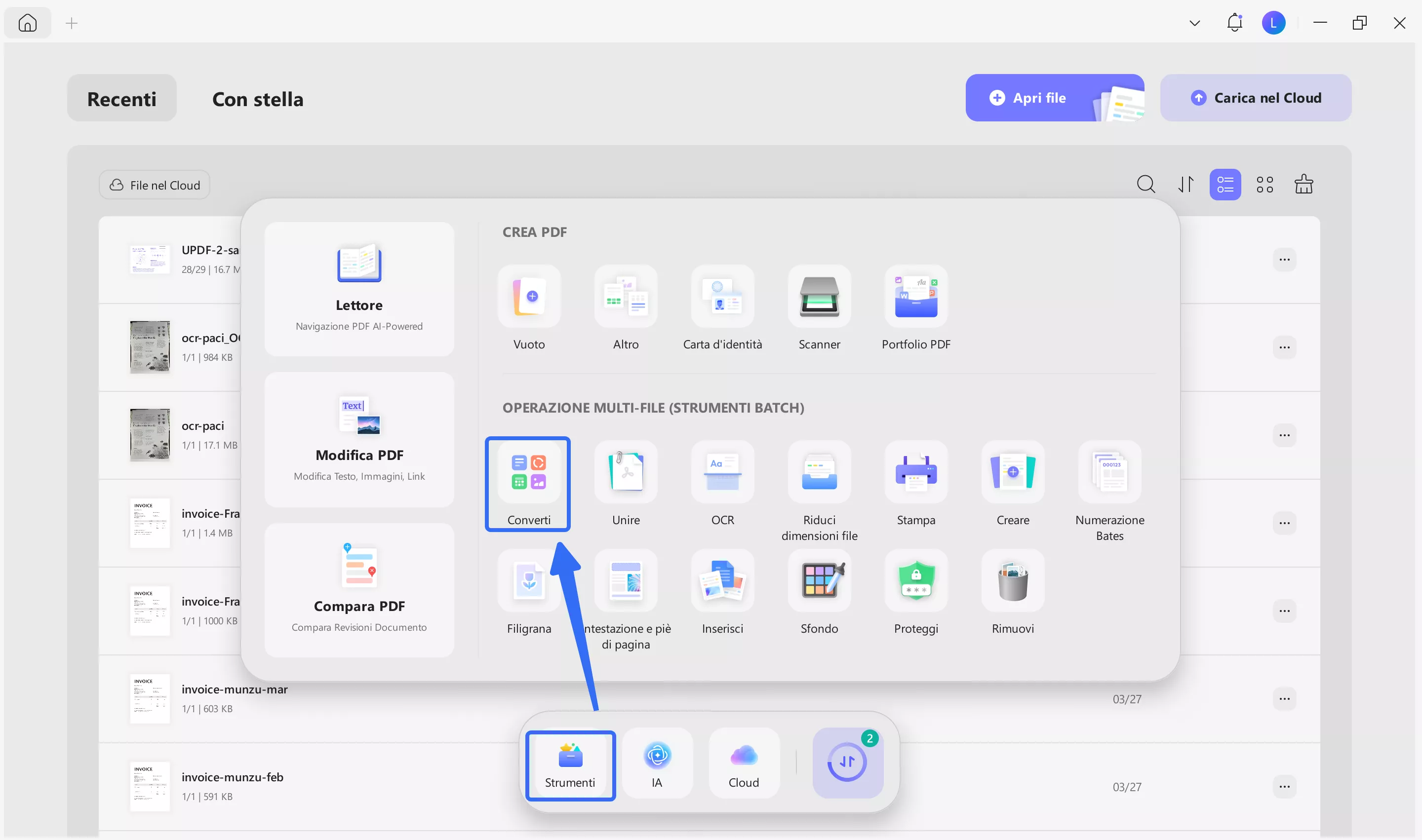 batch convert PDF button