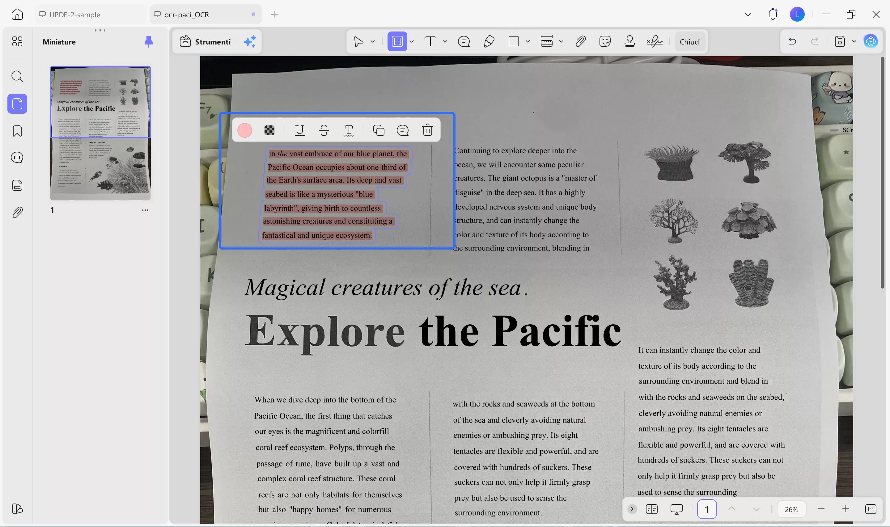 highlight scanned pdf with updf