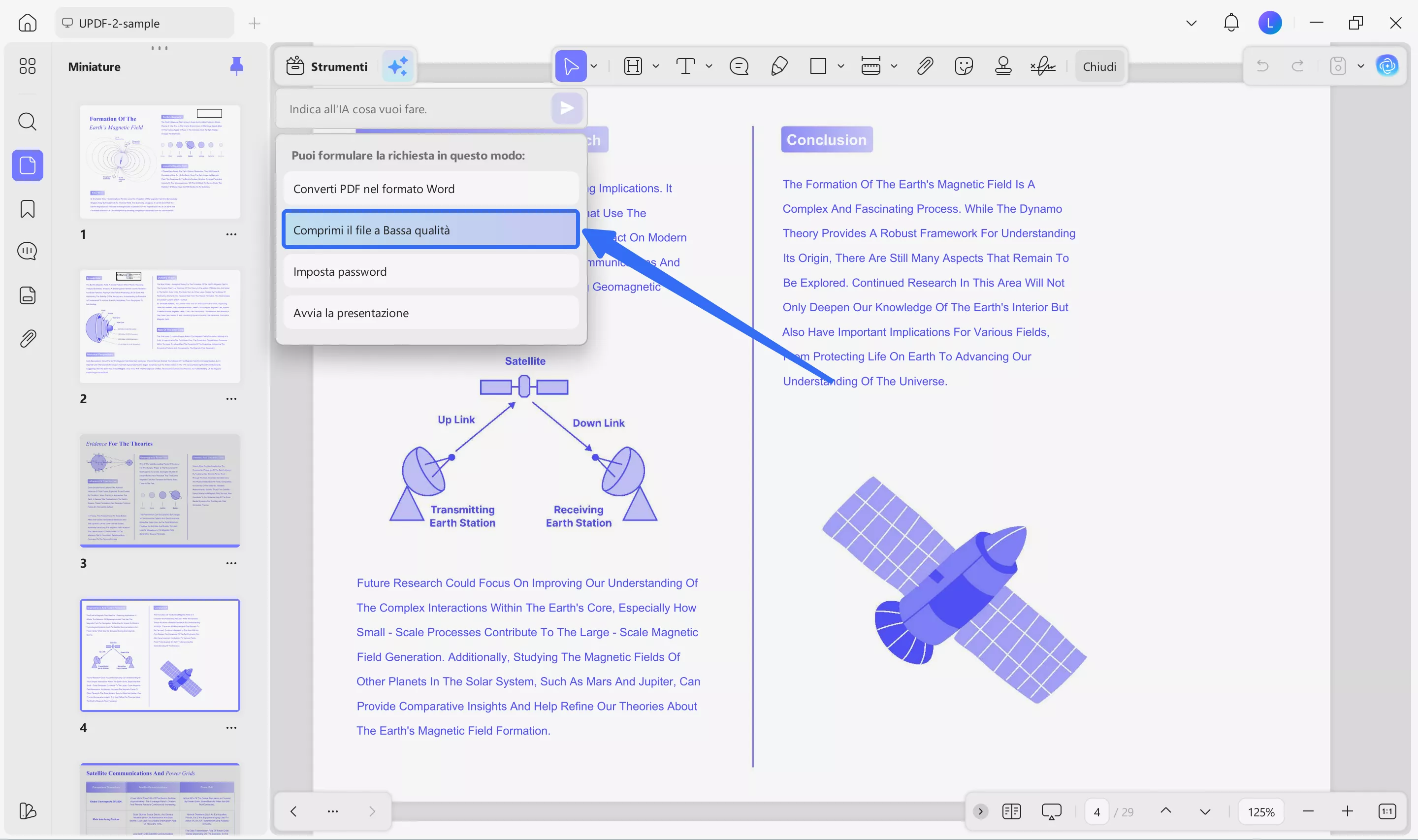 select to compress the file to low quality
