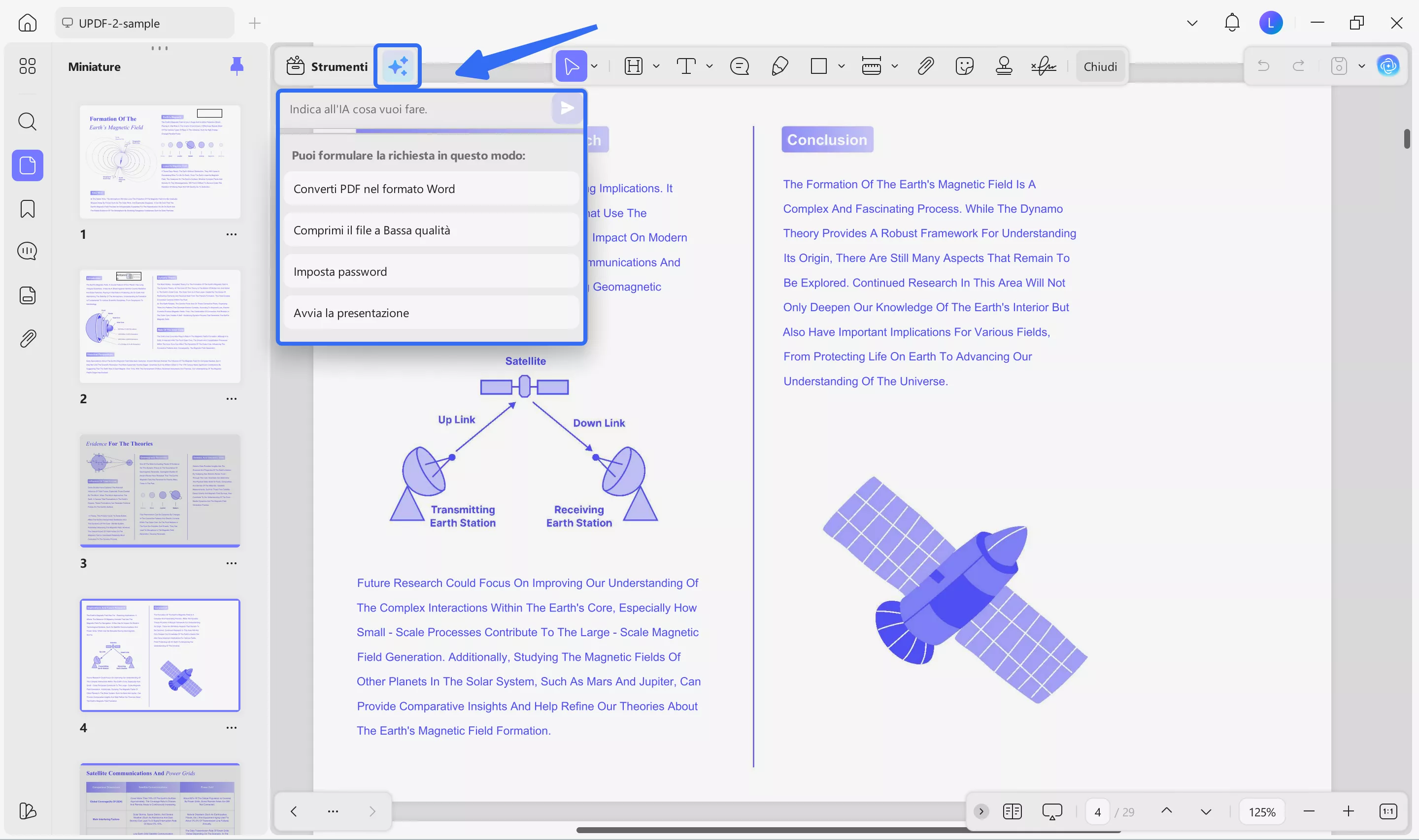 click the updf copilot icon