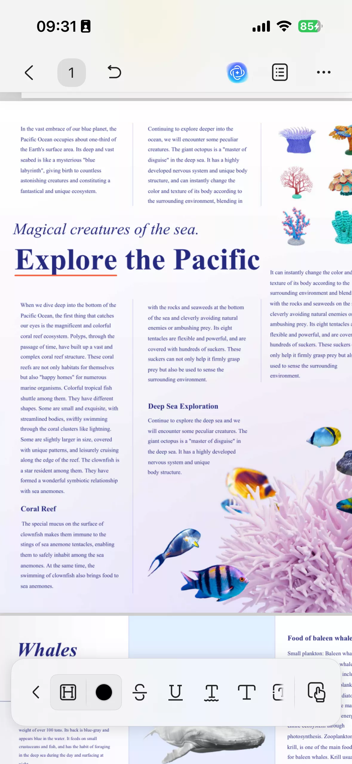 select the color to hide the text in pdf with updf for ios