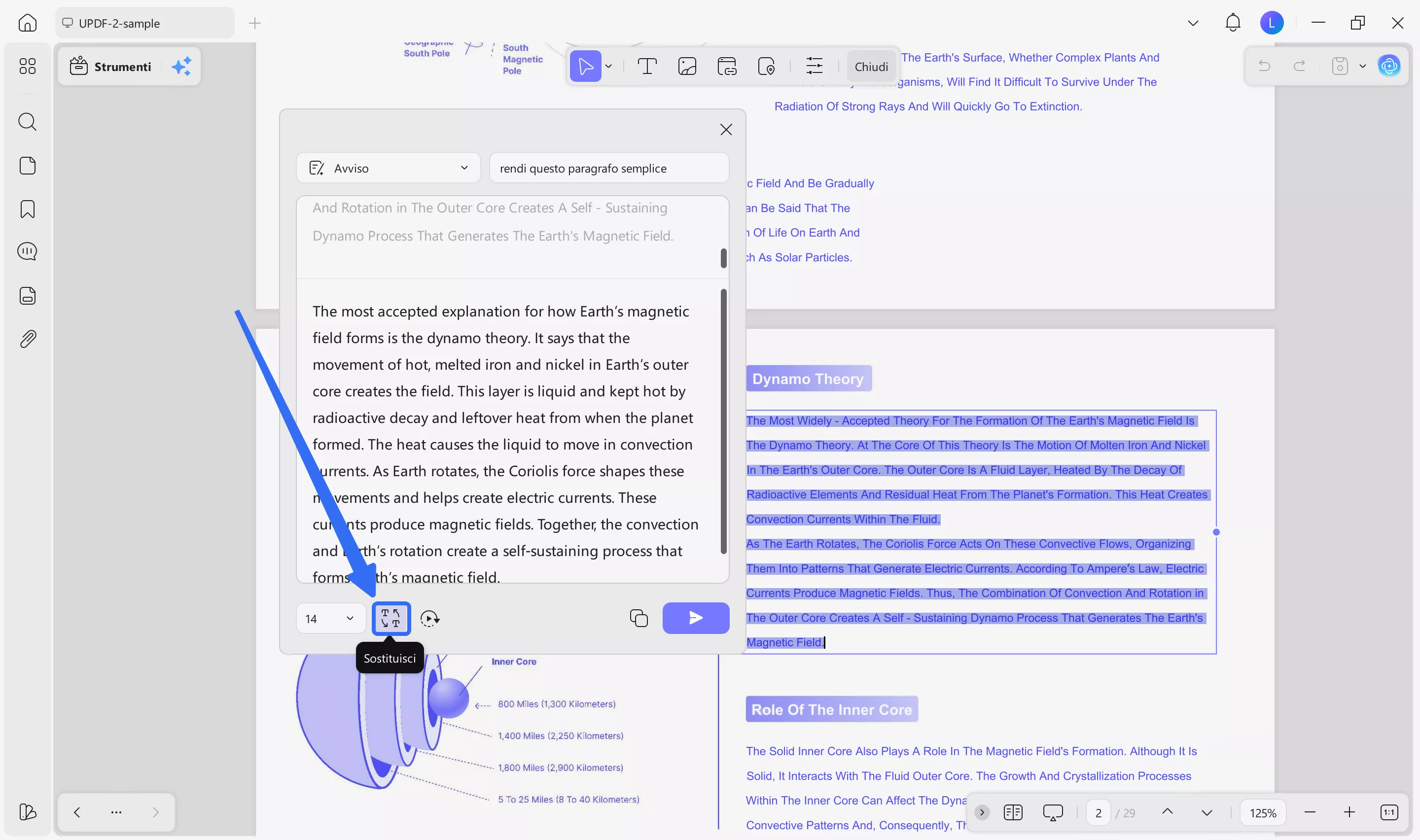 click the replace option
