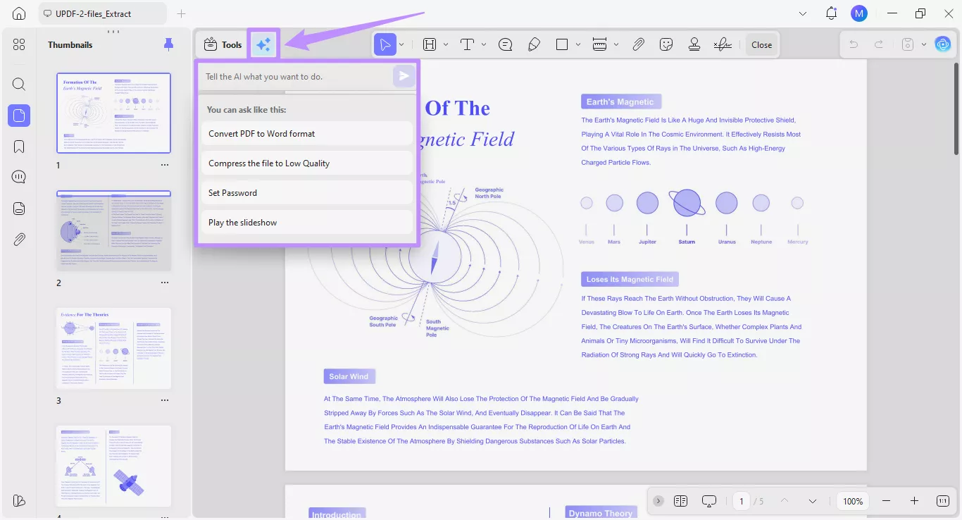click the updf copilot icon